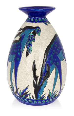 
	
		Charles Catteau (1880-1966) for Boch Freres Keramis, 
		 
		Deer vase, circa 1925, 
		