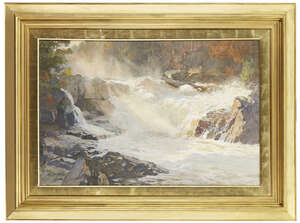 
	
		Ernest Edwards Briggs RI RSW, 
		Scottish 1866-1913-
		
		The Falls of the Tummel;
		