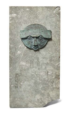 Geoffrey Clarke RA, 
British 1924-2014 - 
Primitive, 2006; 
parcel polychrome painted bronze plaque...