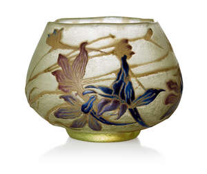 
	
		Emile Gallé (French 1846-1904), an enamelled glass vase 
		c.1900, signed in relief...