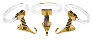 
	
		Brass and lucite coat hooks 
		c.1970, unsigned 
		A set of three brass and lucite wall...