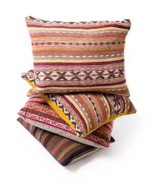 Two pairs of cushions by Robert Kime Ltd., comprising: a pair of modern kilim cushions, 48 x...