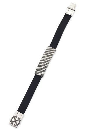 A coloured diamond set leather bracelet, composed of a central panel, with a zebra print design,...