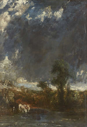 
	
		Follower of John Constable RA, 
		 
		British 1786-1837- 
		 
		A wooded landscape...