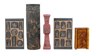 
	
		A collection of fifteen Chinese ink blocks, 20th century, in various forms to include a...