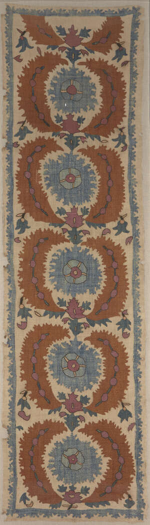 
	
		An Ottoman silk embroidered wrapping cloth (bohça), Turkey, circa 1700, of rectangular...
