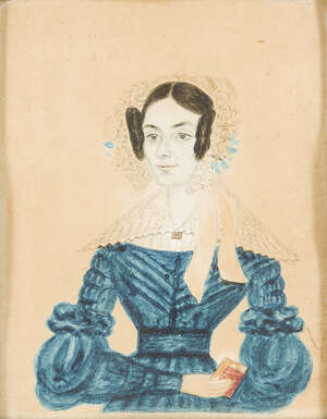 
	
		British Provincial School, 
		early 19th century- 
		 
		Portrait of a lady half...