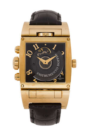 
	
		An 18ct. gold limited edition, Instrumento Doppio time zone chronograph automatic...