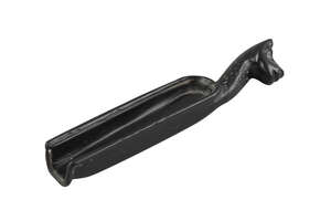An Elamite dog-headed ritual hardstone implement, Fars, Iran, 3rd-2nd Millennium BC., of elongated form with well, the handle in the form of a dog head with sp