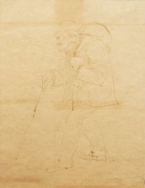 Henry Lamb RA, 
		British 1885-1960- 
		 
		Drawing of a tramp; 
		 
		ink on paper, bears Lamb studio stamp, 25x19.5cm (ARR)