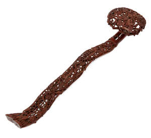
	
		A Chinese carved wood ruyi sceptre, late Qing dynasty, profusely carved throughout with...