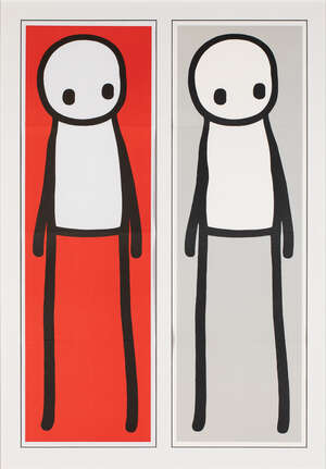 
	
		Stik, 
		British b.1979- 
		 
		Standing Figure (book versions) 2015; 
		 
		two offset...