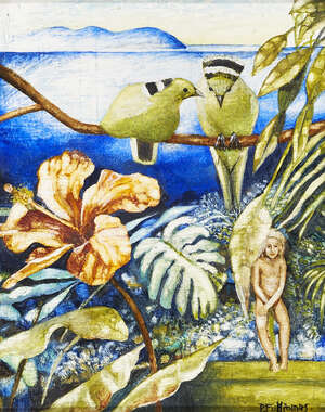Penelope Fulljames, 
British b.1942- 
Paradise Isle, 1987; 
oil on board, signed lower right...