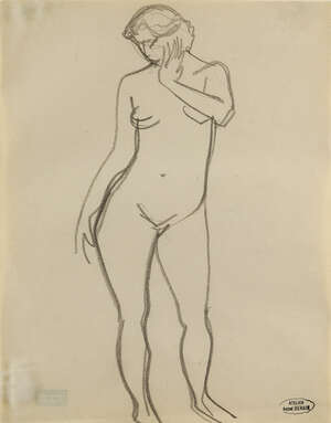 
	
		André Derain,  
		French 1880-1954- 
		Nu; 
		crayon on paper, signed with estate...