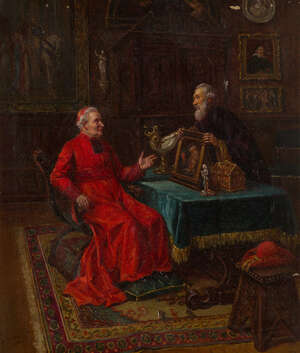 
	
		Gaston Bonfils, 
		French 1855-1946- 
		 
		Le cardinal amateur de peinture; 
		 
		