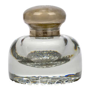 
	
		An impressive Victorian silver-mounted glass inkwell, London, c.1887, Walter Thornhill,...