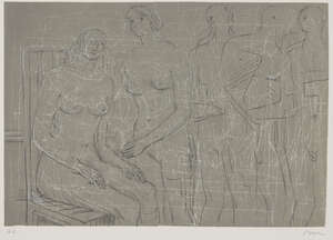 
	
		Henry Moore OM CH FBA,
		British 1898-1986-
		 
		Group of Figures [Cramer 341],...