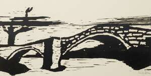
	
		Niels Bohn, German 1923-2001- "Brucke au Verdon"; woodcut, signed, titled and numbered...