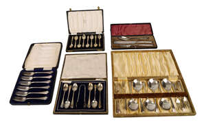 
	
		A quantity of silver and plated cased flatware, to include silver teaspoons, grapefruit...