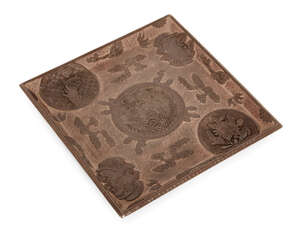 
	
		A Japanese pressed lacquer tray, 20th century, of square form with various foliate, bird...