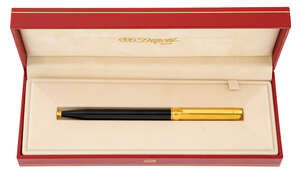 
	
		An 'Laque de Chine' ballpoint pen by S.T. Dupont, designed with gold plated twist cap and...