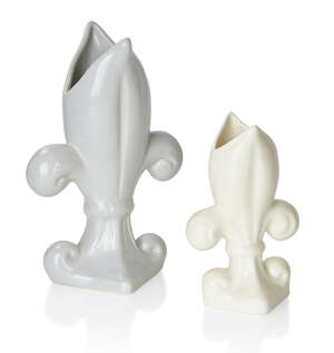 
	
		THE ANDREW WEAVING COLLECTION, 
		 
		Fulham Pottery, 
		Two Fleur de Lys vases, one...