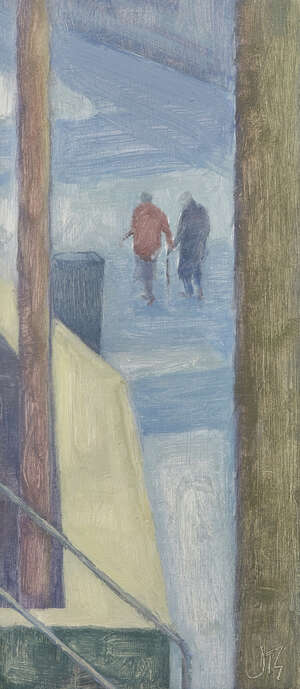 
	
		Delia Tournay-Godfrey, 
		British b. 1959 - 
		 
		Afternoon Walk; 
		 
		oil on...
