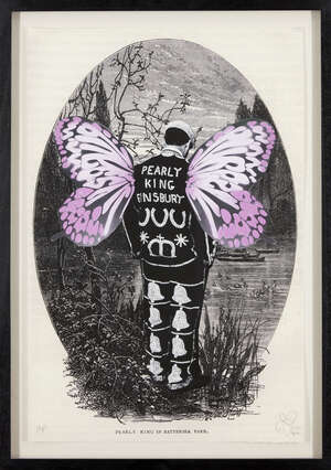 
	
		Pure Evil,
		British b.1968-
		 
		Pearly King in Battersea Park, 2013;
		 
		giclee...