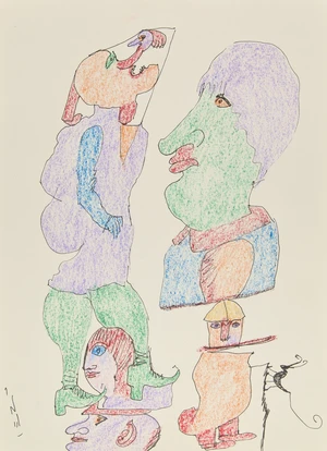 Ardeshir Mohasses (Iranian 1938-2008),
 Untitled, Figures;
Ink and crayon on paper,&nbsp;
Signed with...
