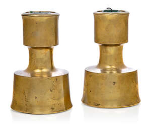 
	
		Jens Quistgaard (Danish 1919-2008), a pair of brass candlesticks for Dansk Designs, 
		