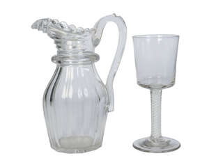 
	
		A large George III drinking glass, late 18th/early 19th century, with a tapering...