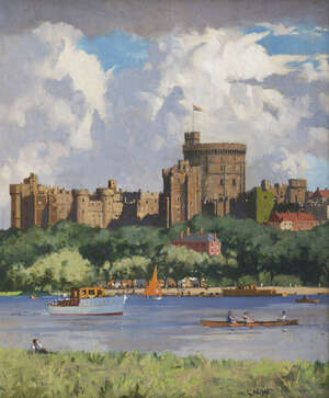 
	
		Norman Wilkinson RI,
		British 1878-1971-
		 
		Windsor Castle from the River...