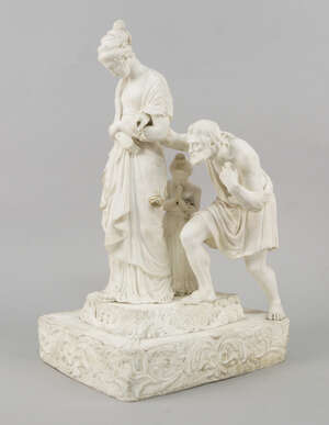 
	
		A Continental Sevres style style porcelain allegorical figure group representing Charity,...