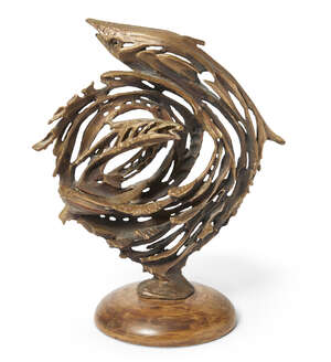 
	
		Robert Cook,
		British b.1921-
		 
		Fishy;
		 
		bronze on wooden base, signed...