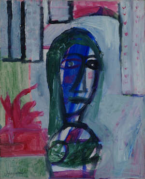 
	
		Patrick Hayman,
		British 1915-1988- 
		 
		Mother and Child in a Burning Town;...