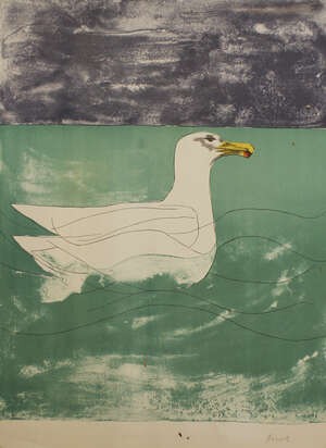 
	
		Dame Elizabeth Frink CH DBE RA, 
		British 1930-1993-
		 
		Gull, 1974;
		 
		lithograph...