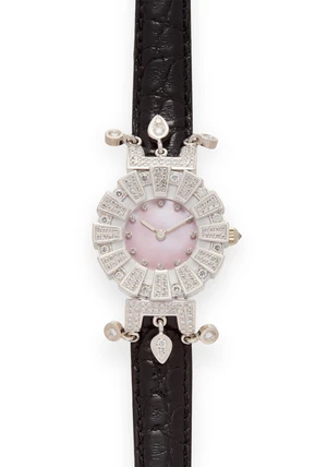 Corum. An 18ct white gold, diamond set and mother-of-pearl quartz wristwatch&nbsp;Pont de Passy,...