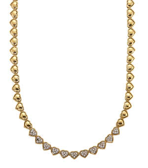 A diamond-set necklace, composed of a line of heart shaped links, the front eleven set with...