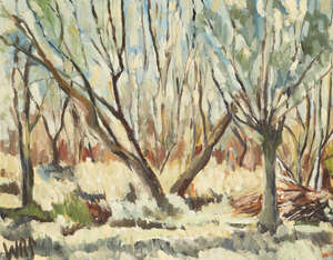 Robert Sadler, British 1909-2001 - Small landscape, c.1950s; oil on canvas, signed with initials...