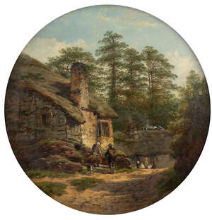 
	
		William Pitt, 
		 
		British fl.1851-1890- 
		 
		Roadside Cottages at Coombe, Devon;...