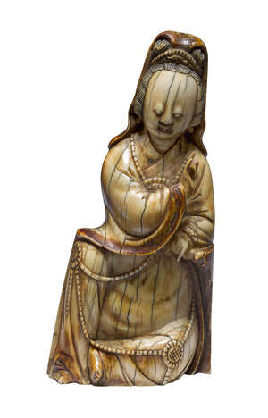 
	
		A Chinese ivory figure of Guanyin, Ming dynasty, 16th century, carved seated, wearing...