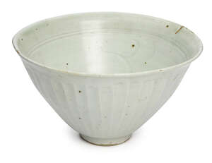 
	
		Bernard Leach (1887-1979), a deep porcelain bowl
		c.1950s, impressed pottery, personal...