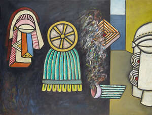 Alan Davie CBE RA HRSW, Scottish 1920-2014- 
Magic Picture, No.69, 1977;
oil on canvas, signed,...