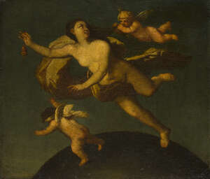 Circle of Michele Rocca, 
		Italian c. 1666-c.1751- 
		 
		Allegorical figure with two cherubs;
		
		oil on canvas, 41.5x48cm 
		 