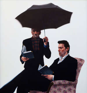 
	
		RTO Graeme Wilcox, 
		Scottish b.1967-
		 
		On the Same Page;
		 
		oil on canvas,...