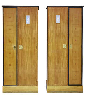 
	
		A Secessionist satinwood, marquetry, ebonised and ivory inlaid suite in the manner of...