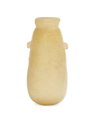 An Egyptian banded alabaster alabastra, late Period  Ptolemaic, 7th - 2nd Centuries B.C., the smaller thin-walled example with short cylindrical neck and evert