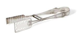 
	
		A pair of George IV Irish silver asparagus tongs, Dublin, c.1820, Thomas Townsend, 