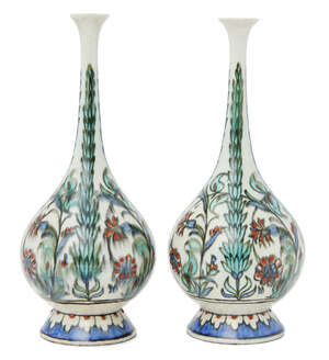 
	
		A pair of Iznik-style Samson pottery sprinklers, France,19th century, of elegant slender...
