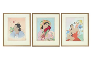 Paul Jacoulet,&nbsp;French 1896-1960,&nbsp;Chagrins d'Amour, Kusale, Est Carolines; Une Jeune Fille de...